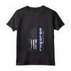 Donna Polizia Colonnello Camicia - Regalo Maglietta con Collo a V per Poliziotto - Linea Rossa Blu e Bandiera Americana