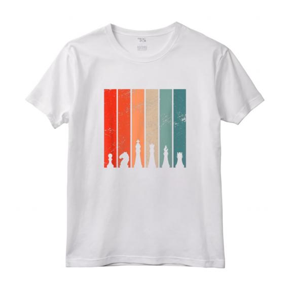 Pezzi degli Scacchi di Scacchi Retrò - Maglietta Vintage per Giocatori di Scacchi e Appassionati del Design - Ideale come Regalo