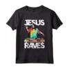 Jesus Raves DJ Rave Techno EDM Party Festival Giradischi Maglietta - Ideale per Festival EDM e Rave