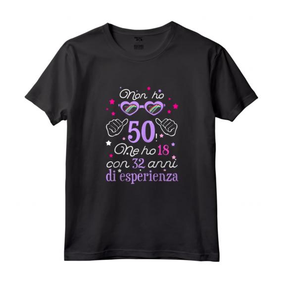 Donna 50 Compleanno Donna Divertente Regalo Vintage Anni 50 Maglietta - Non ho 50 ne ho 18 con 32 anni di esperienza - Ideale per Madre, Mamma, Zia, Sorella e Moglie