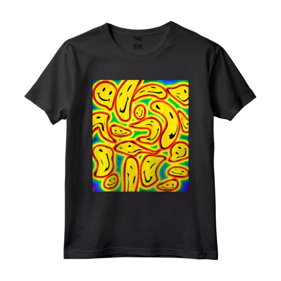 Kidcore Aesthetic Facce Sorridenti Distorsione del Viso Maglietta - Nostalgic 80s 90s Retro Aesthetic Clothes for Soft Girls and Boys
