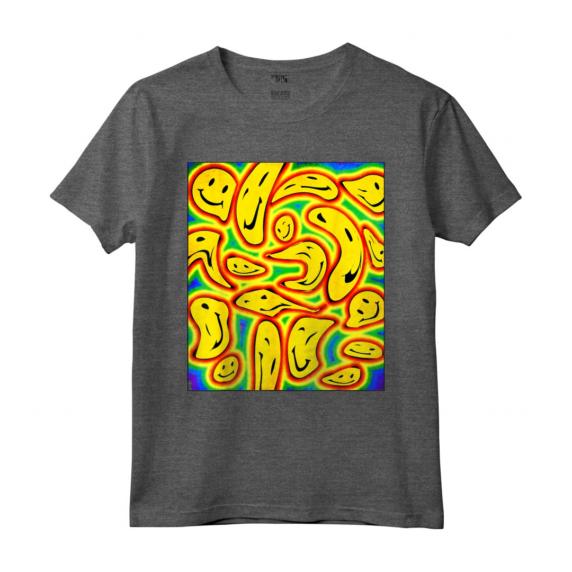 Kidcore Aesthetic Facce Sorridenti Distorsione del Viso Maglietta - Nostalgic 80s 90s Retro Aesthetic Clothes for Soft Girls and Boys