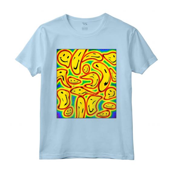 Kidcore Aesthetic Facce Sorridenti Distorsione del Viso Maglietta - Nostalgic 80s 90s Retro Aesthetic Clothes for Soft Girls and Boys