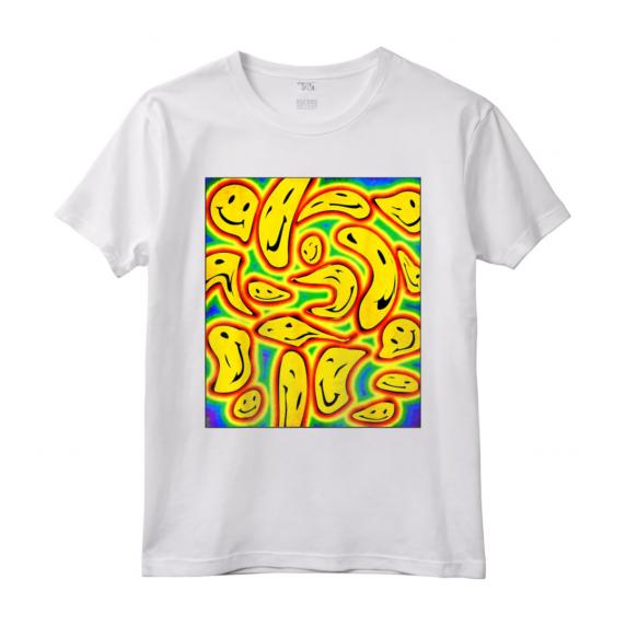 Kidcore Aesthetic Facce Sorridenti Distorsione del Viso Maglietta - Nostalgic 80s 90s Retro Aesthetic Clothes for Soft Girls and Boys