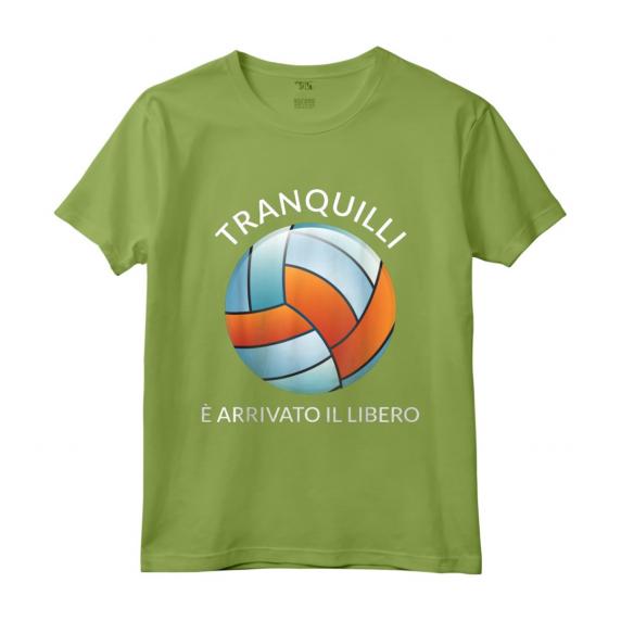 Pallavolo Volley Libero Meme Divertente Maglietta - Tranquilli è arrivato il libero pallavolista - Ideale per gli Appassionati di Pallavolo