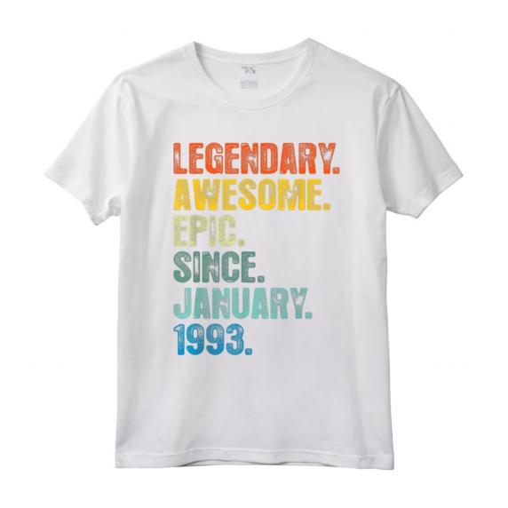 Maglietta Retrò Leggendaria dal Gennaio 1993 - 30° Anniversario Compleanno Vintage - Design Epico e Invecchiato