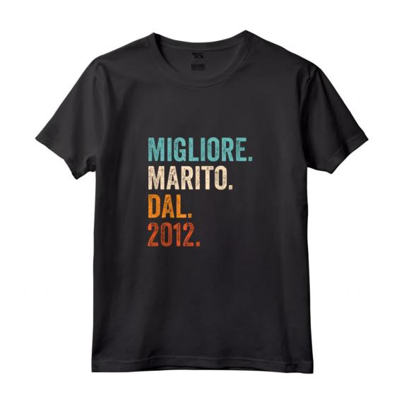 Migliore Marito Dal 2012 - Maglietta Anniversario 12° Matrimonio - Regalo Vintage Retro per il Marito