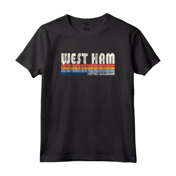 Retro Vintage 70s 80s Style West Ham, Regno Unito Maglietta - Design Hipster Britannico - Perfetto per i Fan di Calcio