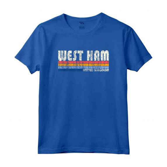 Retro Vintage 70s 80s Style West Ham, Regno Unito Maglietta - Design Hipster Britannico - Perfetto per i Fan di Calcio