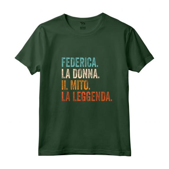 Federica La Donna Il Mito La Leggenda - Maglietta Personalizzata con Nome Federica - Design Vintage Retro