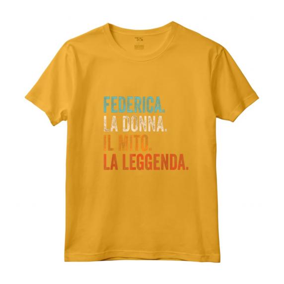 Federica La Donna Il Mito La Leggenda - Maglietta Personalizzata con Nome Federica - Design Vintage Retro