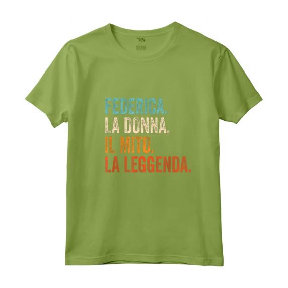 Federica La Donna Il Mito La Leggenda - Maglietta Personalizzata con Nome Federica - Design Vintage Retro