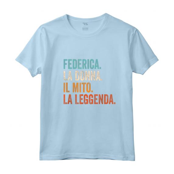 Federica La Donna Il Mito La Leggenda - Maglietta Personalizzata con Nome Federica - Design Vintage Retro