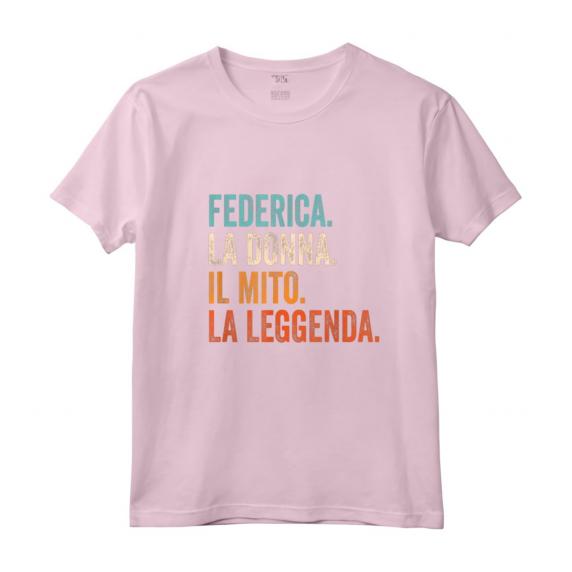 Federica La Donna Il Mito La Leggenda - Maglietta Personalizzata con Nome Federica - Design Vintage Retro