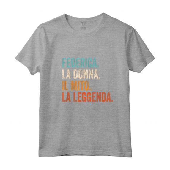 Federica La Donna Il Mito La Leggenda - Maglietta Personalizzata con Nome Federica - Design Vintage Retro
