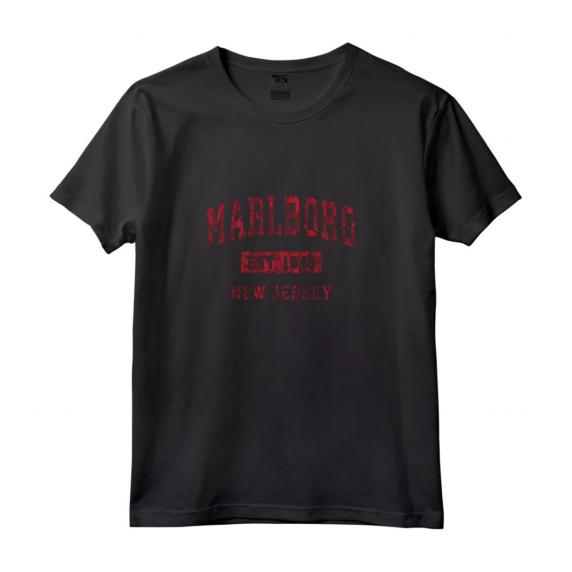 Marlboro New Jersey NJ - Design Vintage Sportivo Rosso - Felpa con Cappuccio per Mostrare l'Orgoglio della Città Natale