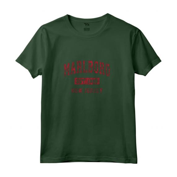 Marlboro New Jersey NJ - Design Vintage Sportivo Rosso - Felpa con Cappuccio per Mostrare l'Orgoglio della Città Natale