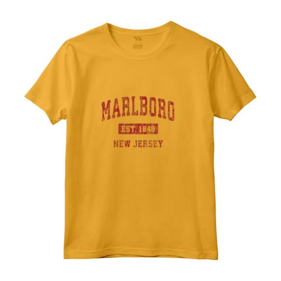 Marlboro New Jersey NJ - Design Vintage Sportivo Rosso - Felpa con Cappuccio per Mostrare l'Orgoglio della Città Natale