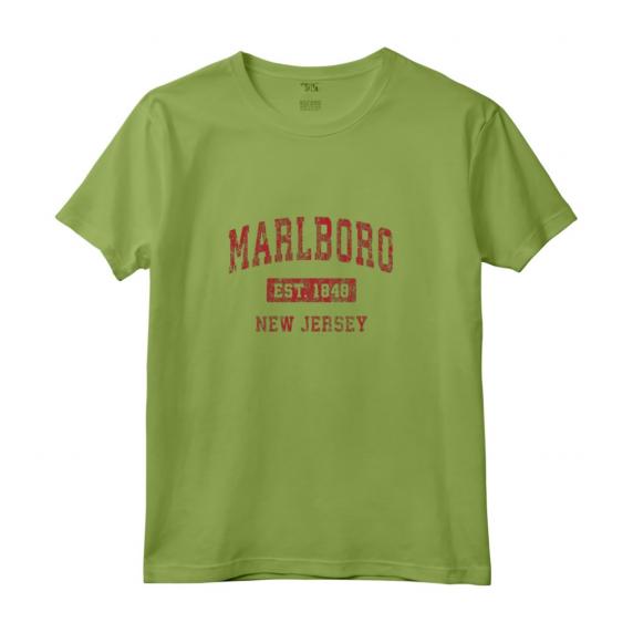 Marlboro New Jersey NJ - Design Vintage Sportivo Rosso - Felpa con Cappuccio per Mostrare l'Orgoglio della Città Natale