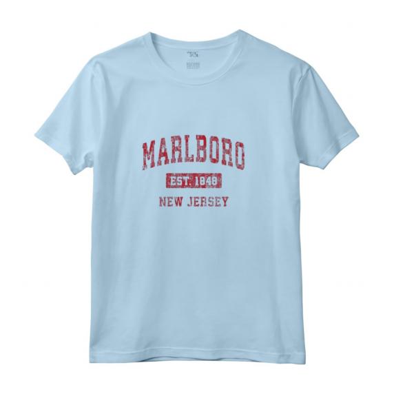Marlboro New Jersey NJ - Design Vintage Sportivo Rosso - Felpa con Cappuccio per Mostrare l'Orgoglio della Città Natale