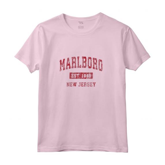Marlboro New Jersey NJ - Design Vintage Sportivo Rosso - Felpa con Cappuccio per Mostrare l'Orgoglio della Città Natale