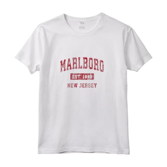 Marlboro New Jersey NJ - Design Vintage Sportivo Rosso - Felpa con Cappuccio per Mostrare l'Orgoglio della Città Natale