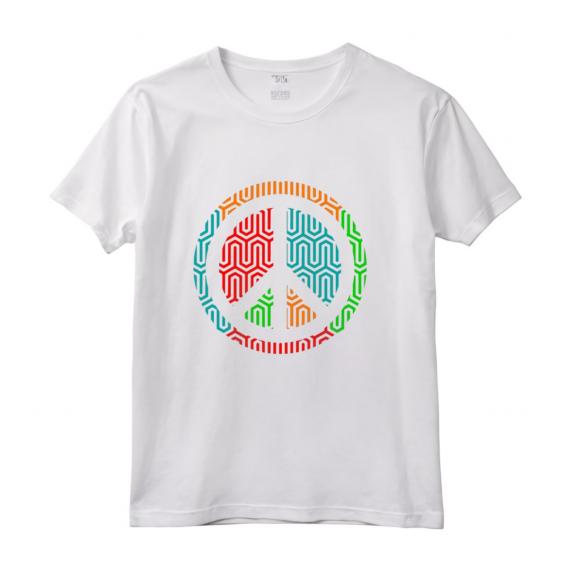 T-shirt Anni '70 con Simbolo della Pace - Maglia a Manica - Ideale come Regalo per Amanti della Moda Vintage e Simboli di Pace