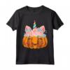 Halloween Ringraziamento - Carino Unicorno Zucca Maglietta per Bambini, Ragazze e Donne - Idea Regalo per Halloween