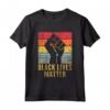 HapTiger Protest Black Fist Vintage Retro Maglietta - Support BLM Black Lives Matter Movement - Stand Against Injustice and Police Brutality