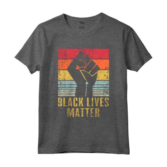 HapTiger Protest Black Fist Vintage Retro Maglietta - Support BLM Black Lives Matter Movement - Stand Against Injustice and Police Brutality