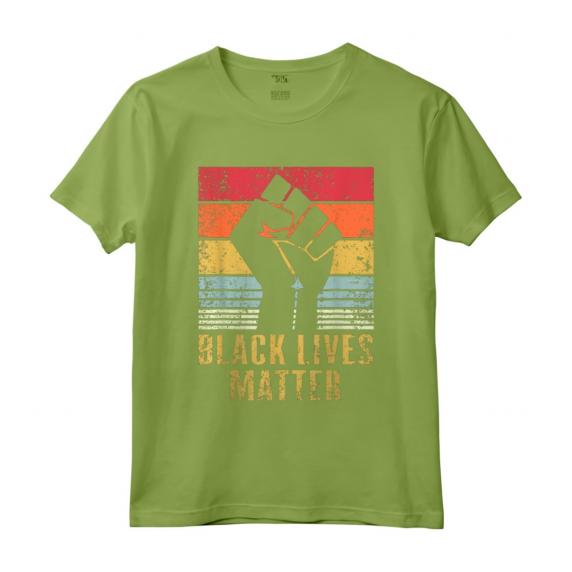 HapTiger Protest Black Fist Vintage Retro Maglietta - Support BLM Black Lives Matter Movement - Stand Against Injustice and Police Brutality