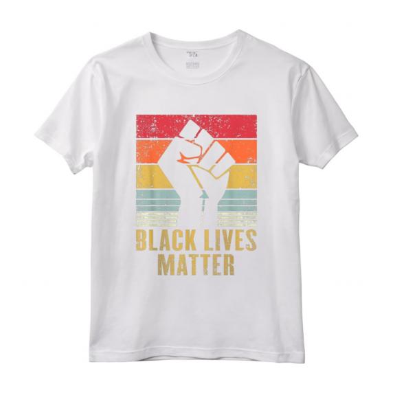 HapTiger Protest Black Fist Vintage Retro Maglietta - Support BLM Black Lives Matter Movement - Stand Against Injustice and Police Brutality