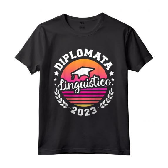 Diplomata Liceo Linguistico Maturità Festa di Diploma 2023 - Maglietta con Frase e Tramonto Vintage per Studentessa Neodiplomata