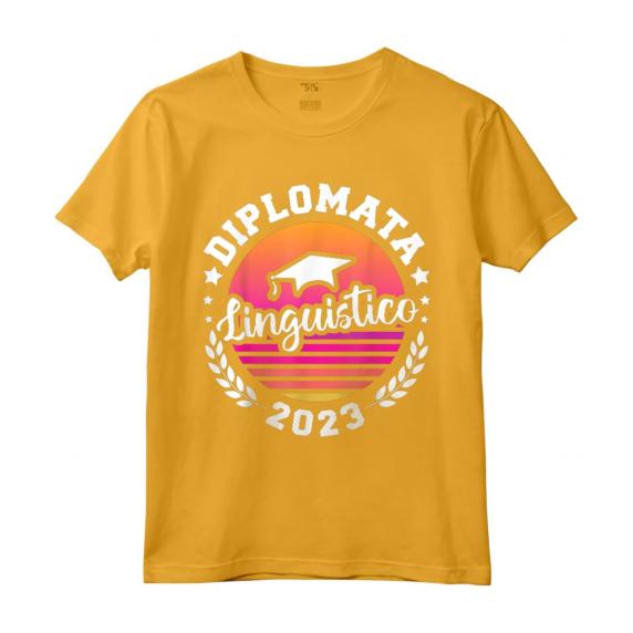 Diplomata Liceo Linguistico Maturità Festa di Diploma 2023 - Maglietta con Frase e Tramonto Vintage per Studentessa Neodiplomata