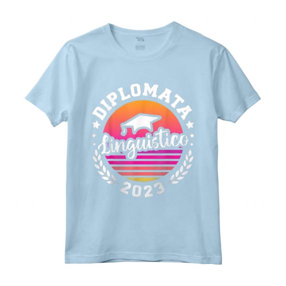 Diplomata Liceo Linguistico Maturità Festa di Diploma 2023 - Maglietta con Frase e Tramonto Vintage per Studentessa Neodiplomata