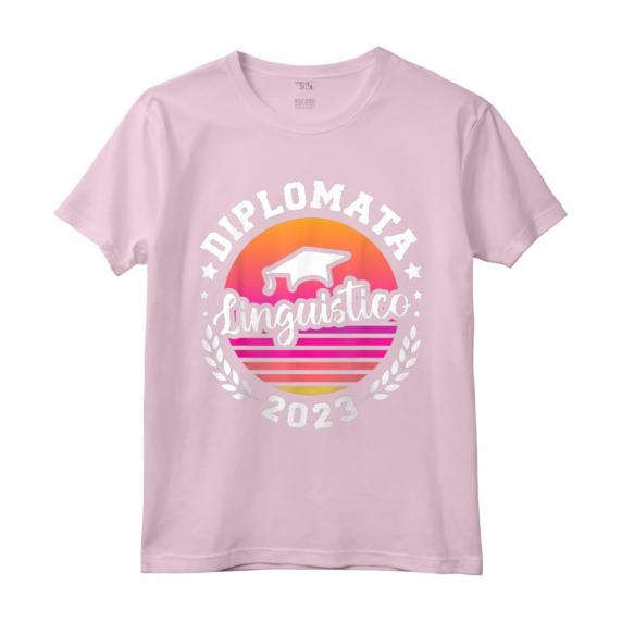 Diplomata Liceo Linguistico Maturità Festa di Diploma 2023 - Maglietta con Frase e Tramonto Vintage per Studentessa Neodiplomata