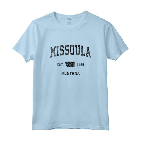Missoula Montana MT - Stampa Sportiva Vintage Nero Maglietta - Souvenir Viaggio Città Natale