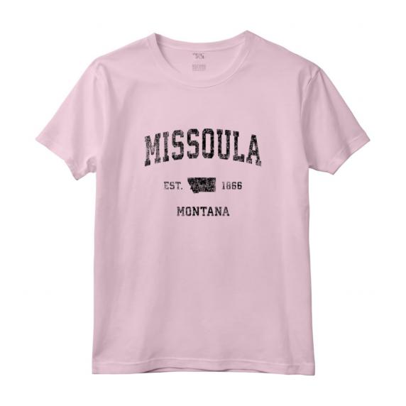 Missoula Montana MT - Stampa Sportiva Vintage Nero Maglietta - Souvenir Viaggio Città Natale
