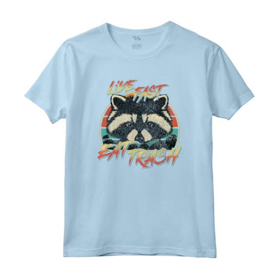 Live Fast Eat Trash - Divertente Retro Trash Panda Raccoon Maglietta - Design Grafico Vintage per Amanti dei Procioni