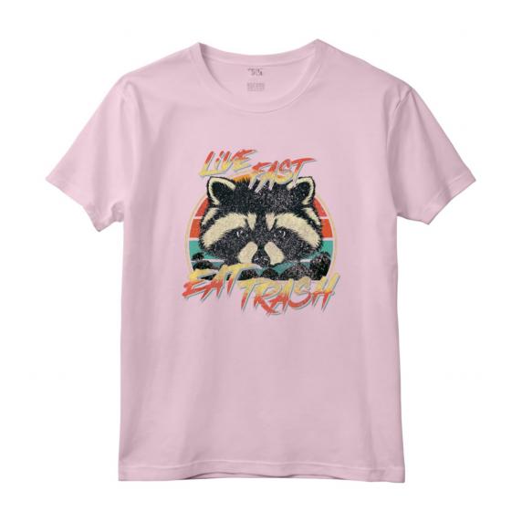 Live Fast Eat Trash - Divertente Retro Trash Panda Raccoon Maglietta - Design Grafico Vintage per Amanti dei Procioni