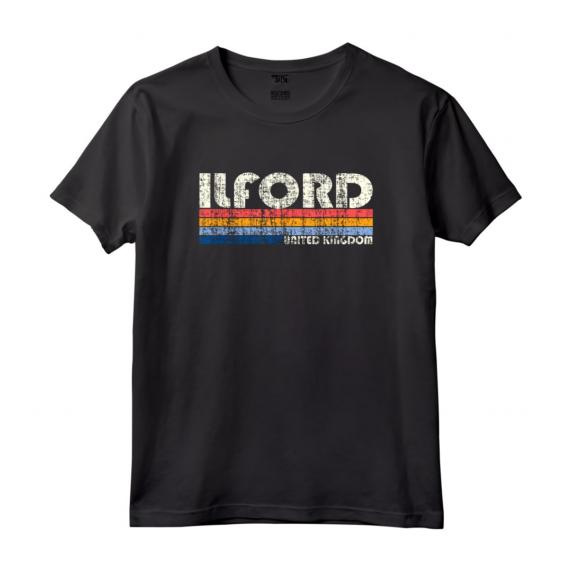 Retro Vintage 70s 80s Style Ilford, Regno Unito Maglietta - Design retrò con Font Colorato e Stile Classico Vintage
