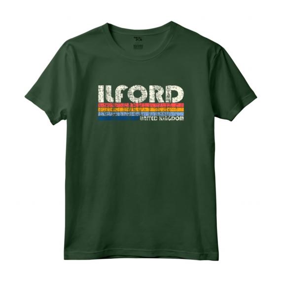 Retro Vintage 70s 80s Style Ilford, Regno Unito Maglietta - Design retrò con Font Colorato e Stile Classico Vintage