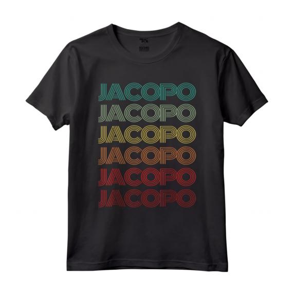 Hello My Italian name is Jacopo - Ragazzo Italiano Retro Compleanno Nametag Padre Maglietta - Design Vintage Anni '70 per Compleanni e Ricorrenze Speciali