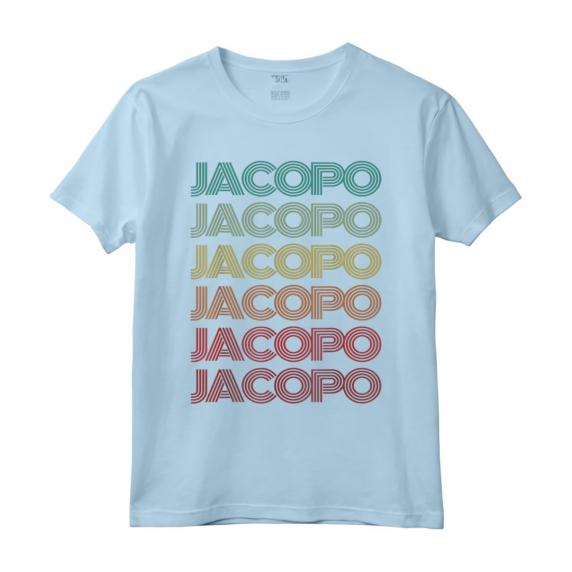 Hello My Italian name is Jacopo - Ragazzo Italiano Retro Compleanno Nametag Padre Maglietta - Design Vintage Anni '70 per Compleanni e Ricorrenze Speciali
