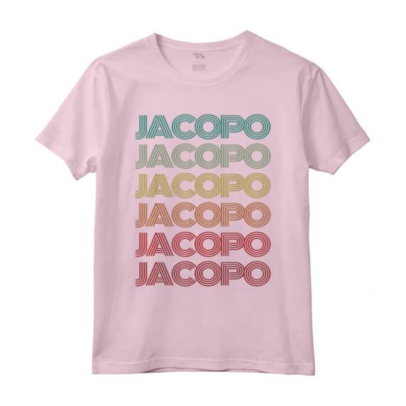 Hello My Italian name is Jacopo - Ragazzo Italiano Retro Compleanno Nametag Padre Maglietta - Design Vintage Anni '70 per Compleanni e Ricorrenze Speciali