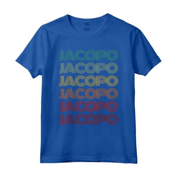 Hello My Italian name is Jacopo - Ragazzo Italiano Retro Compleanno Nametag Padre Maglietta - Design Vintage Anni '70 per Compleanni e Ricorrenze Speciali