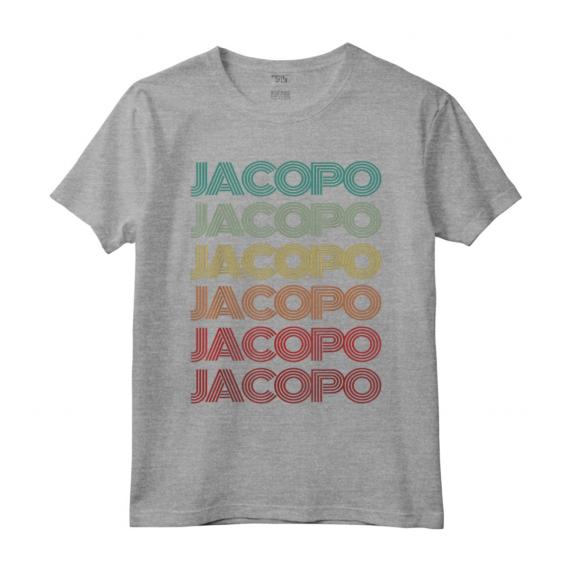 Hello My Italian name is Jacopo - Ragazzo Italiano Retro Compleanno Nametag Padre Maglietta - Design Vintage Anni '70 per Compleanni e Ricorrenze Speciali