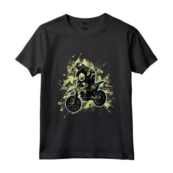 Motocross Dirt Bike Camo Camouflage Motociclista Regalo Maglietta - Ride with Passion - Ideale per Compleanno o Natale
