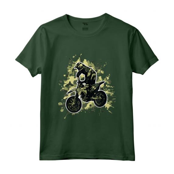 Motocross Dirt Bike Camo Camouflage Motociclista Regalo Maglietta - Ride with Passion - Ideale per Compleanno o Natale