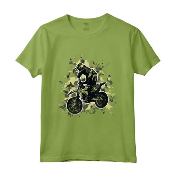Motocross Dirt Bike Camo Camouflage Motociclista Regalo Maglietta - Ride with Passion - Ideale per Compleanno o Natale